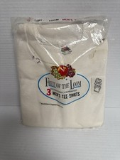 NWT Vtg Fruit of the Loom Mens Athletic T-Shirts Large USA Cotton 3 Pack
