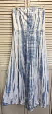Lauren Ralph Lauren Strapless Tie Dye Long Dress Fit Flare Size Large Elastic