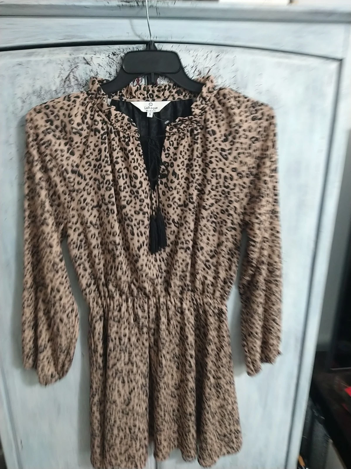 VETEMENTS Mini Abito LaRoque Y2k Boho Keopard Scollo Increspato Taglia S