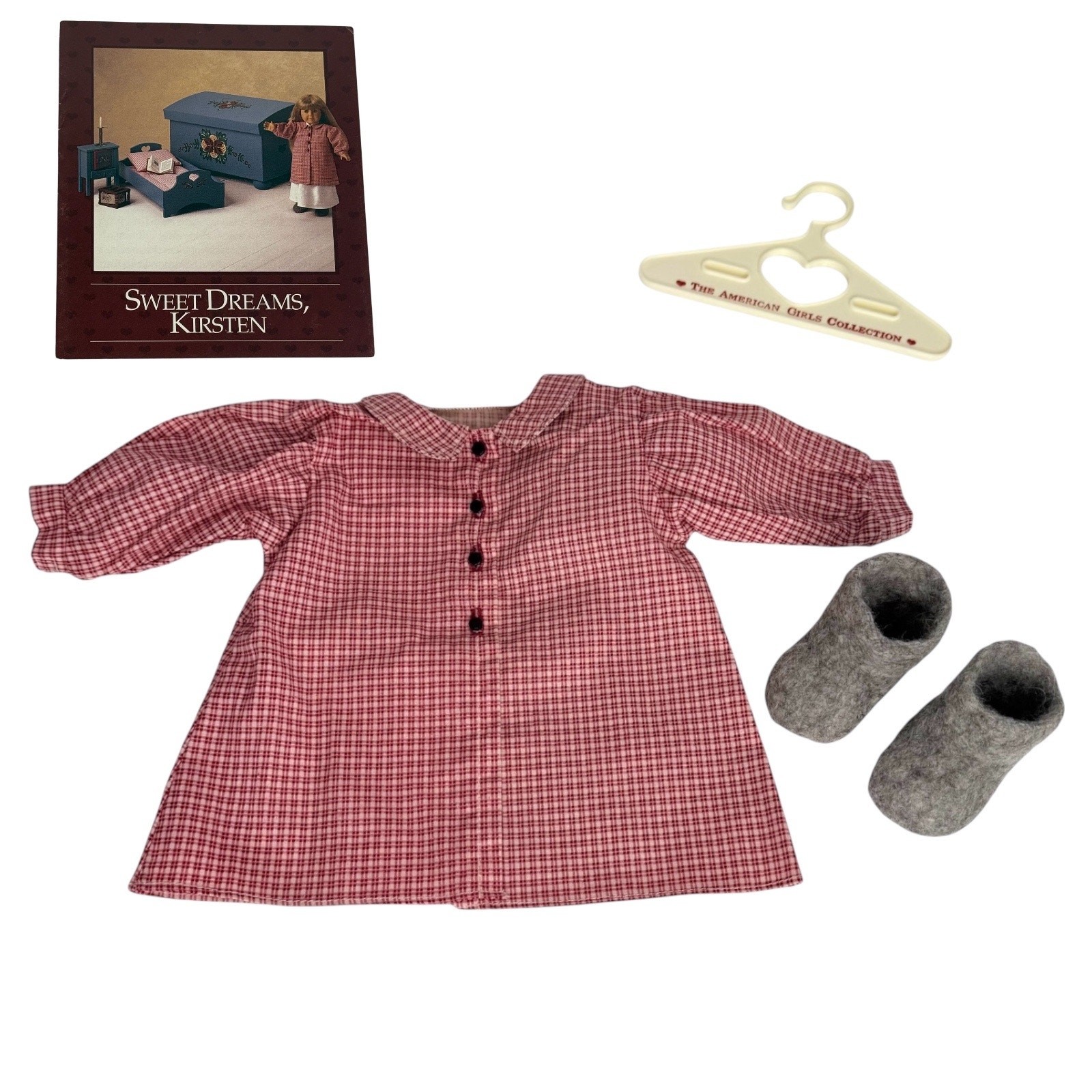 American Girl Kirsten Housecoat Sockor Set Checked Robe Wool Slipper Pleasant Co