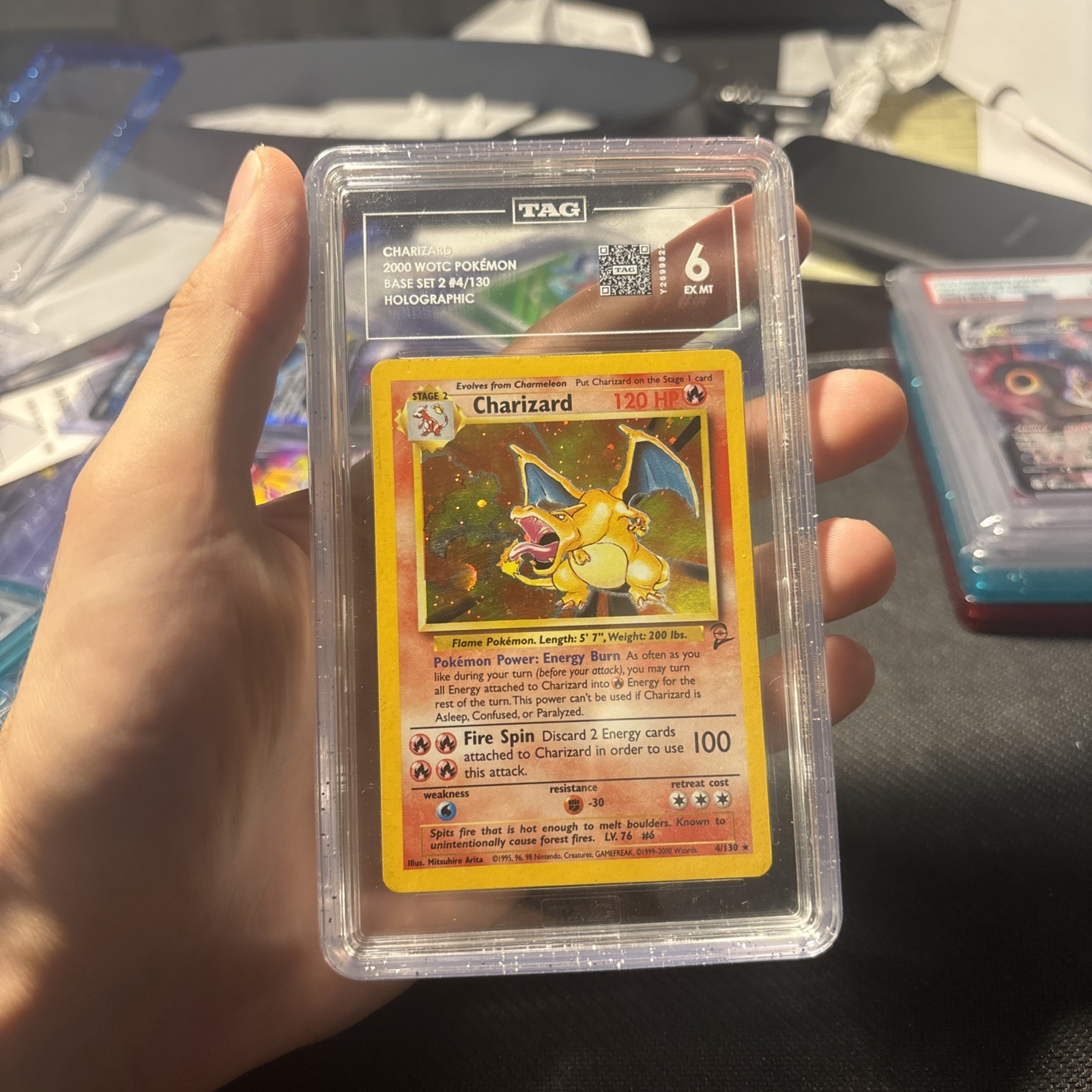 charizard 4/130 base set 2 TAG 6