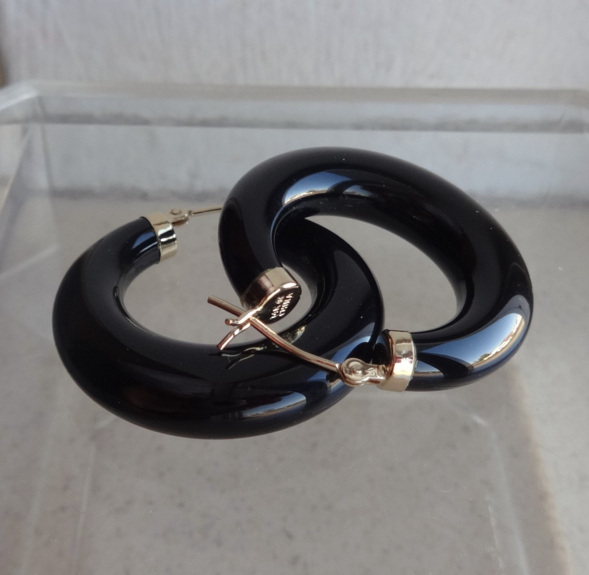 Pair Beautiful Classy 14kt Solid Yellow Gold Blac… - image 6