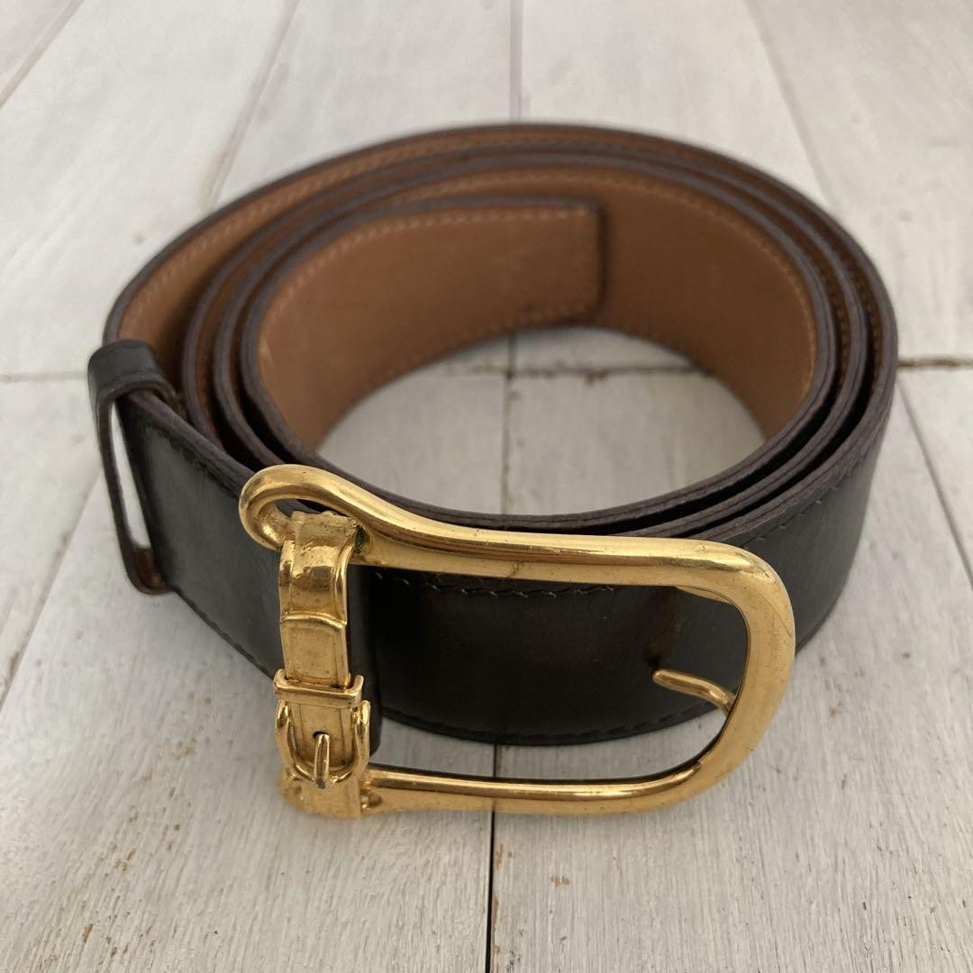 HERMES レザーベルト ブラック/ブラウン HERMES エルメス ベルト レザー ブラック×ブラウン