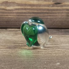 Christofle Silver Plate Green Stone Bird (Sparrow) Paperweight