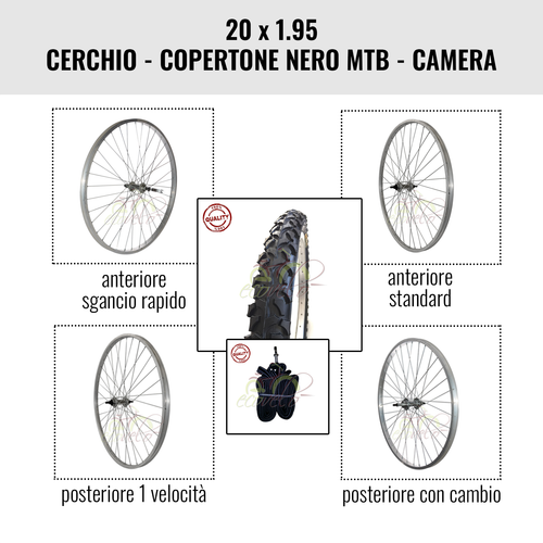 CERCHIO RUOTA BICI BICICLETTA COPERTONE NERO MTB MOUNTAIN BIKE 20 x 1.95  406-20 | eBay