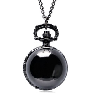 Steampunk Black Round Ball Quartz Pocket Watch Men Women Necklace Chain Gifts Ebay