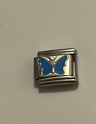 Neu Blau Schmetterling Silber Nomination Stil Klassisch 9mm Charm für Glied/Armband