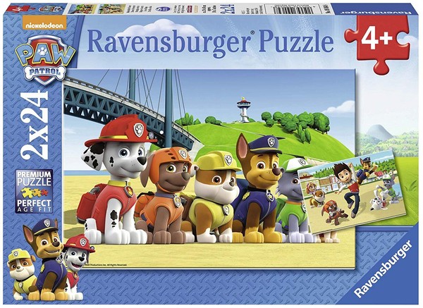 Ravensburger 09064 - Paw Patrol Heldenhafte Hunde Chase Zuma 2 Puzzles 48 Teile-image