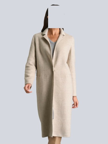 Alba Moda langer Woll Mantel in Karo-Dessin sand Gr. 48 0321695641 - Picture 2 of 6