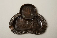 Redwood Highway (R3D)California Souvenir Bronzed Metal Ashtray Big Trees Redwood