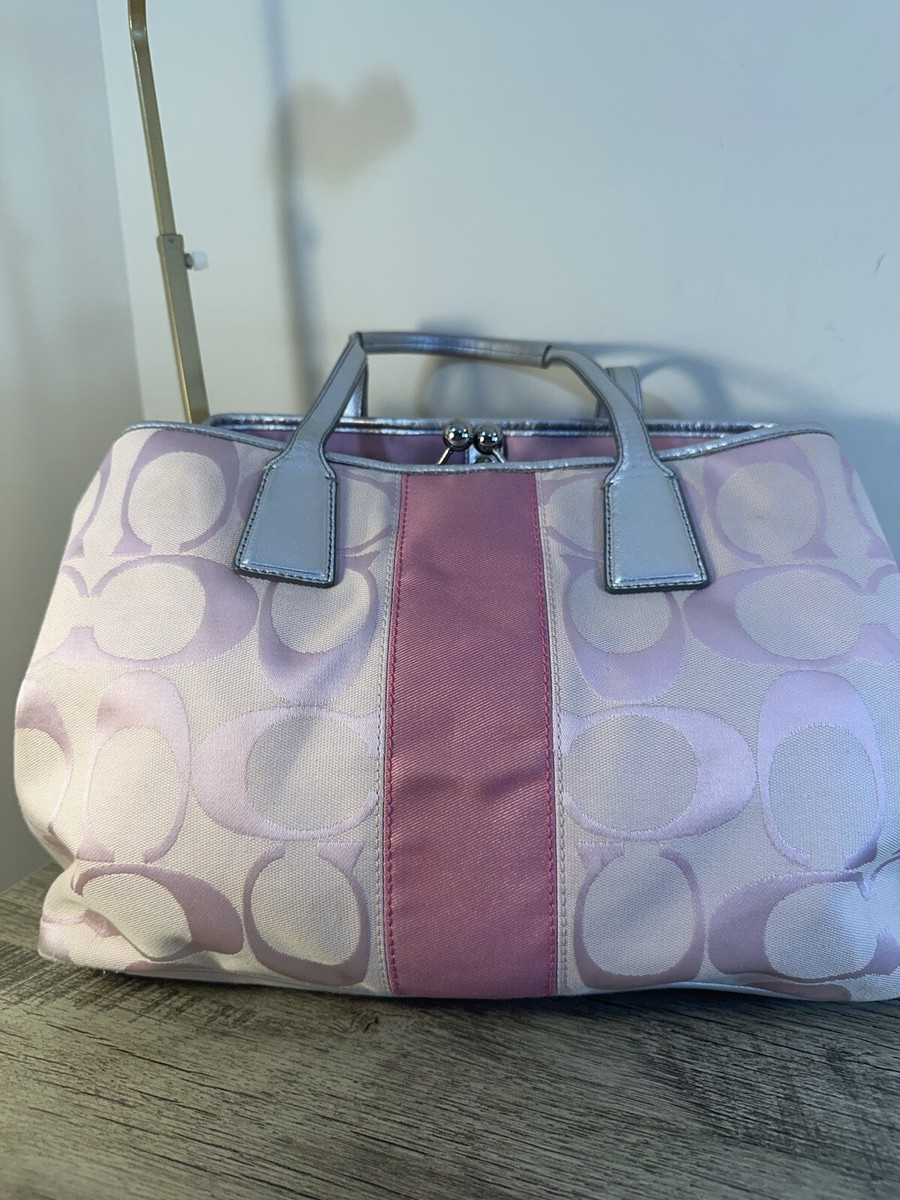 Coach pink and silver tote bag Purse With Kisslock | eBay