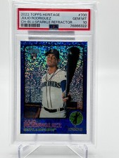 JULIO RODRIGUEZ 2022 TOPPS HERITAGE BLUE SPARKLE ROOKIE PSA 10 #700 JC