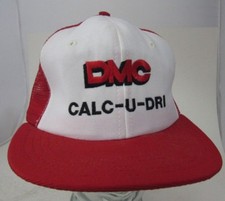 VTG DMC Calc-U-Dri Farming Trucker Hat Mesh Advertising Made in USA Rare A9