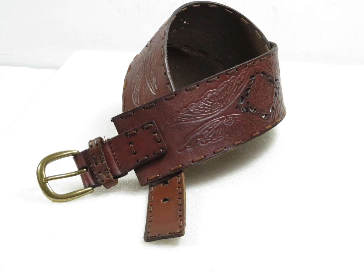 Tooled leather belt womens cheap