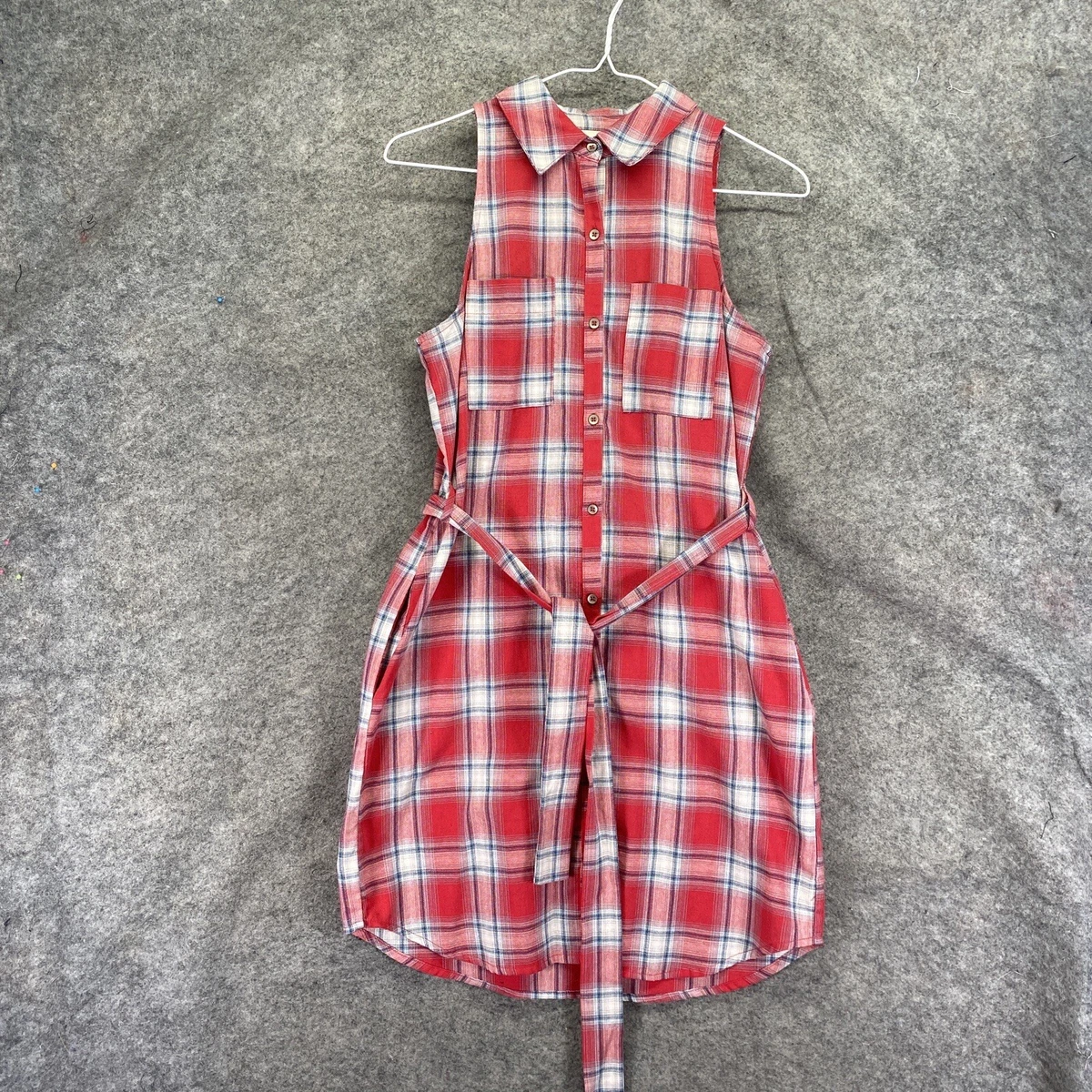 Universal Thread Button Down Shift Dress Womens XS Plaid Collared  Sleeveless | eBay