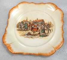 Sandland Ware Plate Square Ye Olden Days England Lancaster Hanley 8"