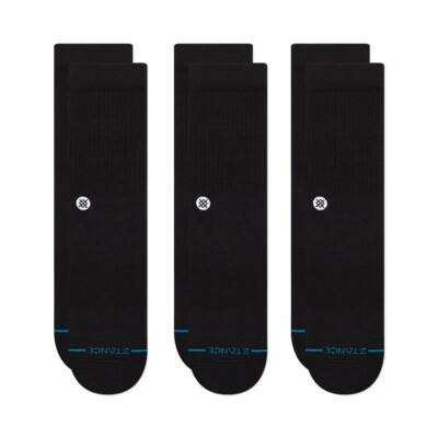 Stance Icon 3 Pack Crew Socken Schwarz Medium Large NEU