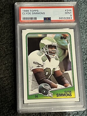 graded football cards ebay PSA 9 MINT FOOTBALL CARD 1988 TOPPS CLYDE SIMMONS ROOKIE PHILADELPHIA  EAGLES