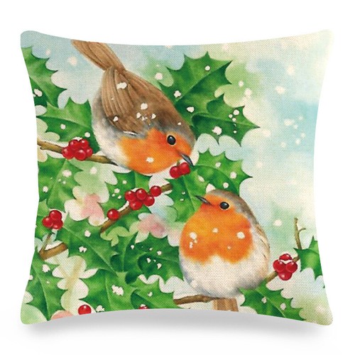 Cardinal Snow Branch Pillow Cover Winter Robin Bird Christmas Holly Cushion Case - Picture 65 of 88