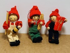 Lot of 3 VTG Handcrafted Wood Doll Figural Ch...