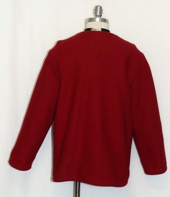red boiled wool coat