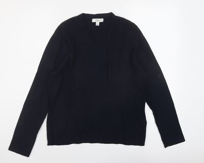 Marks and Spencer Damen Pullover Pulli Blau V-Ausschnitt Viskose Größe S