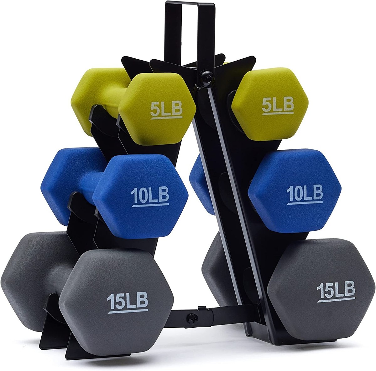 Juego De Mancuernas De Neopreno Con Estante 60 Libras Para