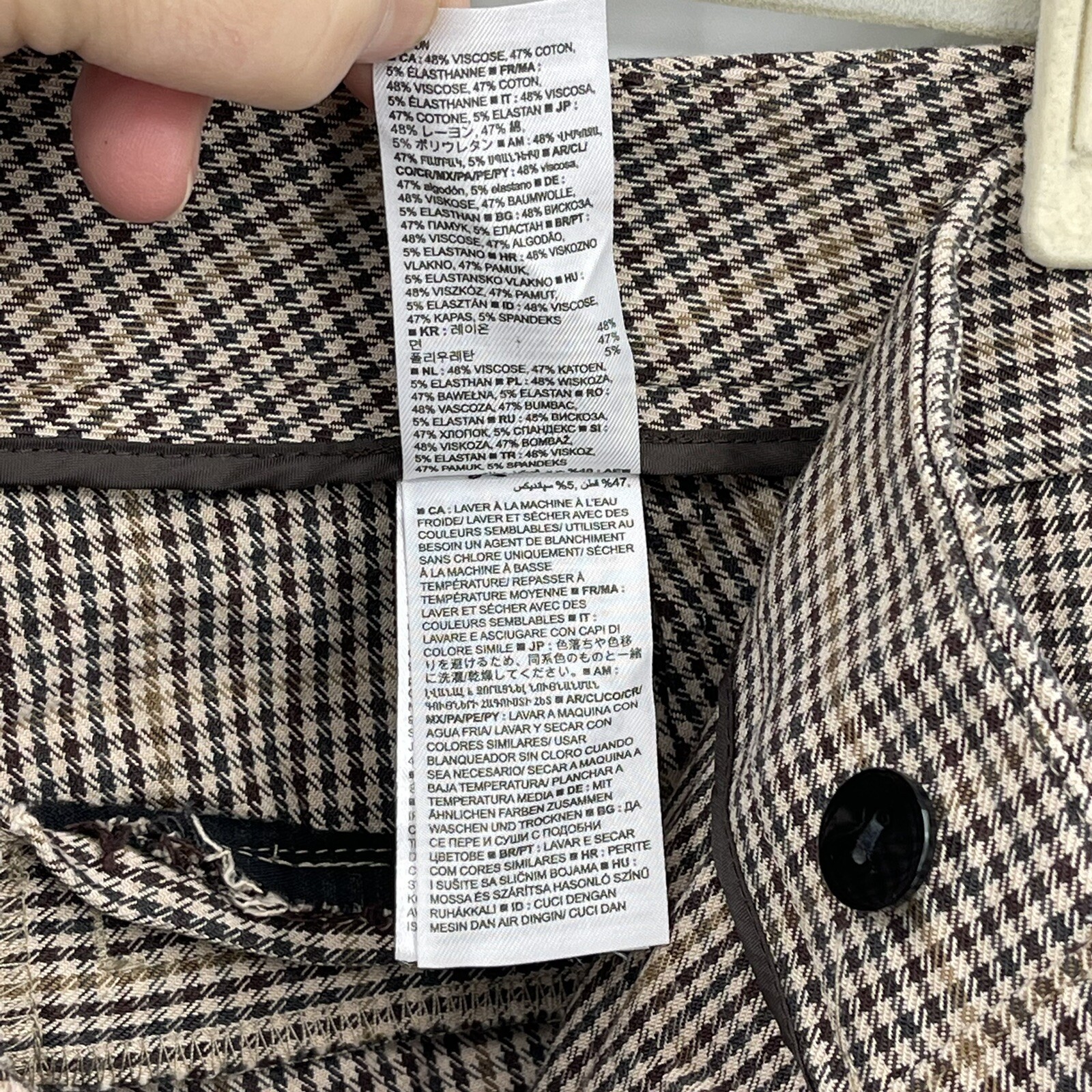 Banana Republic Sz 12 Brown Houndstooth Pants Women Trousers Flair Leg