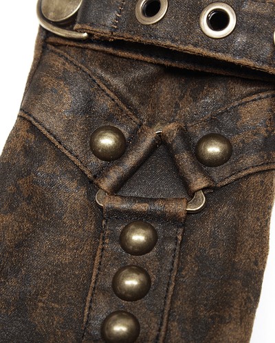 Guantes sin dedos Punk Rave para hombre Steampunk marrón cobre gótico dieselpunk LARP - Imagen 6 de 18
