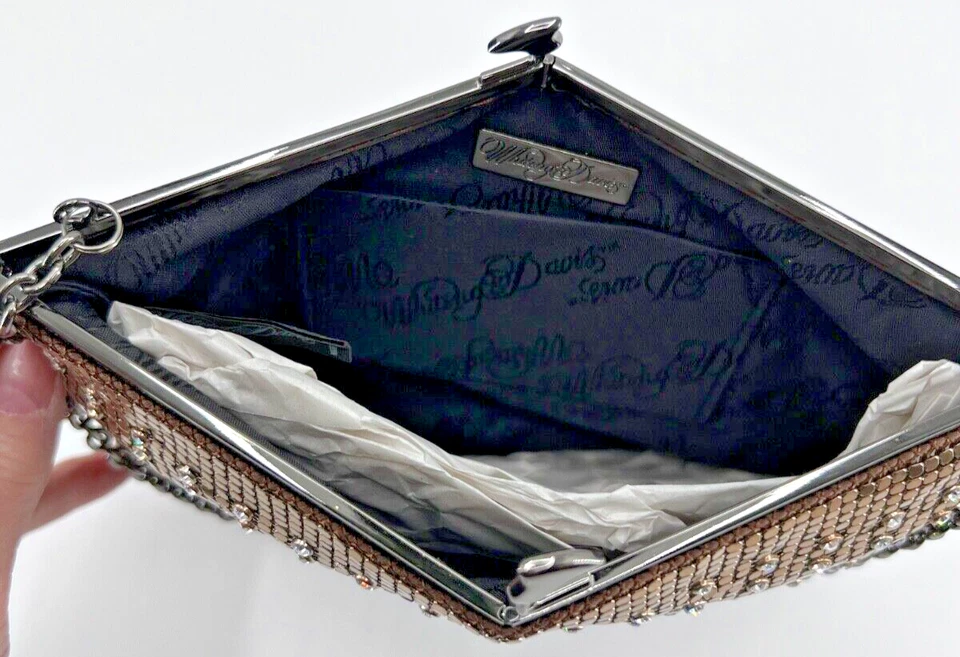 Bolso de Mano WHITING & DAVIS Malla Bronce y Cristal Bloqueo de Beso Fiesta Boda Baile de graduación Foto 3 de 4