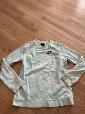 Nike Sweater Kids XL Sportswear Club Fleece Boys Tie Dye Green Crew