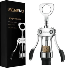 Wine Opener, Zinc Alloy Premium Wing Corkscrew Wine Bottle Opener with Multifunc