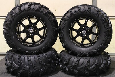 BRUTE FORCE 750 27'' MUD LITE II & 14'' COBRA BLK ATV TIRE & WHEEL KIT IRS1CA