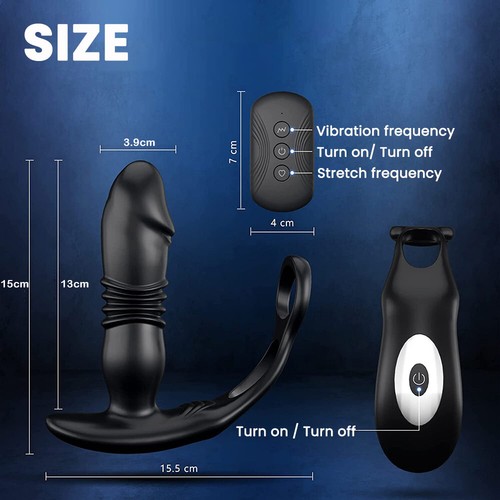 Male Anal Butt Plug Vibrator Cock Ring Dildo Thrusting Prostate Massager Sex Toy - Picture 2 of 12