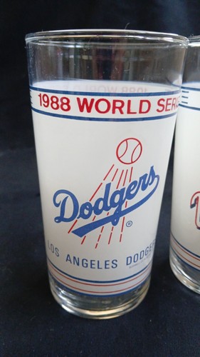 2PC LOT VINTAGE KIRK GIBSON WHITE 1988 LA DODGERS WORLD SERIES GLASSES 5 1/8" A+ - Picture 4 of 6