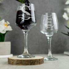 Personalised Engraved Modern Red Wine Glass Any Text and Your Own Message Gift