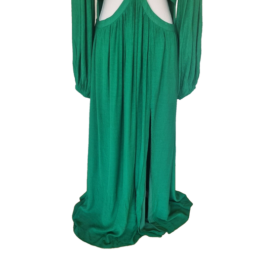 Showpo Paige Side Cut Out Maxi Dress Green Size 14 AU/UK 10 US Long Sleeve New - Picture 11 of 20