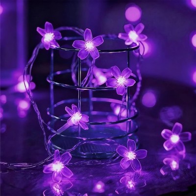 JACUXLSS Decorative Flower String Lights, 33ft 100 LED Clear Wire Plug in Fai...