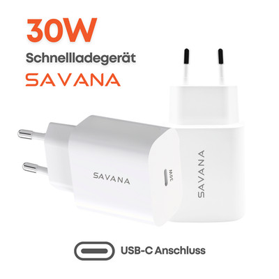 SAVANA 30W USB-C Schnellladegerät Netzteil Adapter für Smartphone Tablet Charger