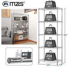 5-Tier Wire Shelving Units Adjustable Heavy Duty Metal Shelf Storage Rack Silver