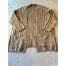 Topshop Womens Tan Oversized Long Cardigan Size Small Open Front Grandma Core