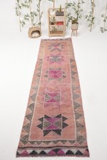Vintage Turkish Rug, 3,2x11,2 ft Herki Rug, P...