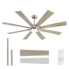 62/72'' Modern Ceiling Fan with Light & Remote Dual-Finish Blades High CFM 5CCT
