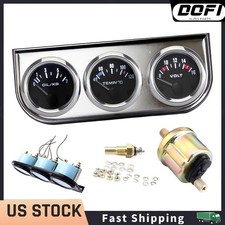 2 52mm Chrome Car Triple Gauge Set Kit 3in1 Volt Water Temp Oil Pressure Gauges