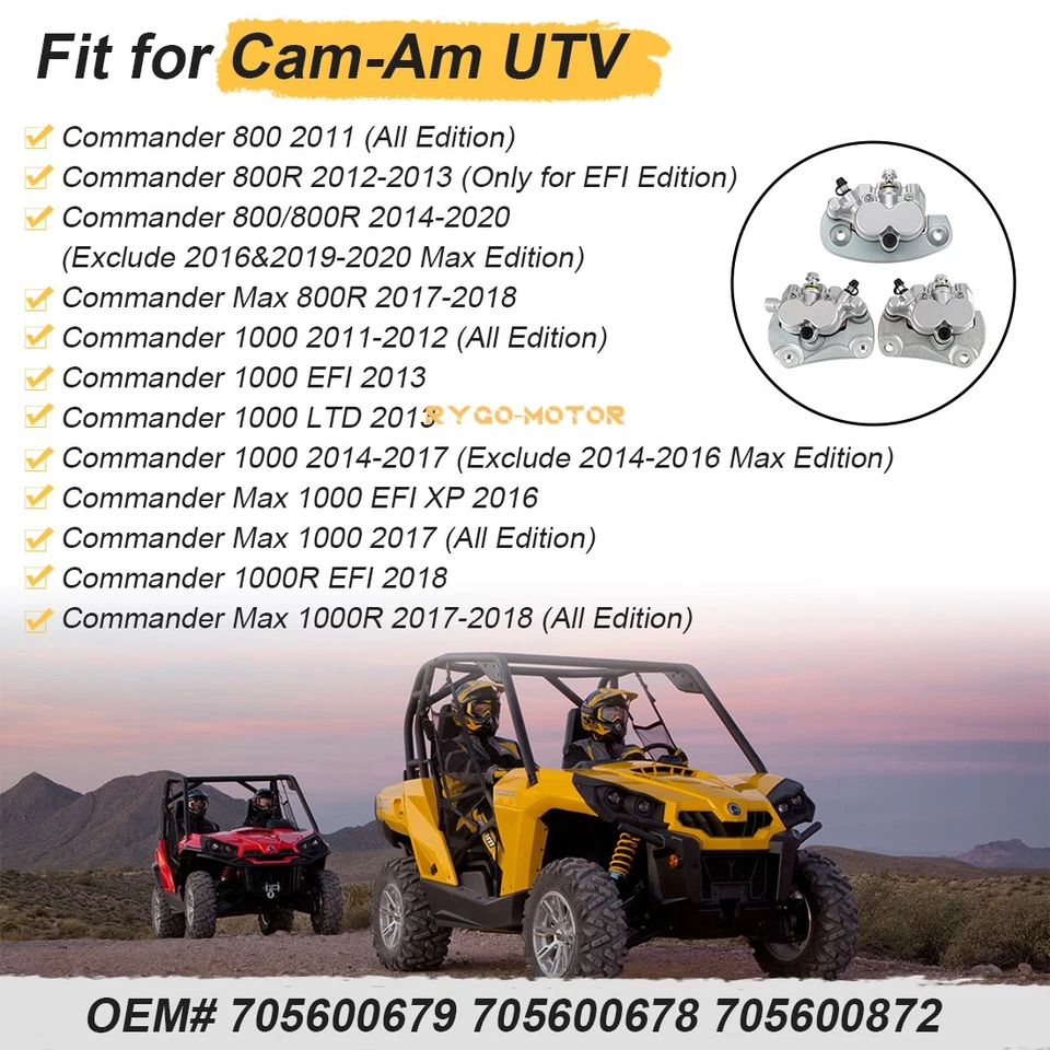 Pinzas de freno delanteras y traseras con pastillas para Can-Am Commander 800 800R Max 2011-2020 Foto 3 de 4