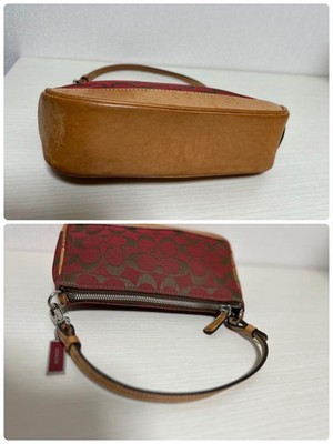 Coach Mini Shoulder Bag Pouch Style 6094 Red & Light Brown  