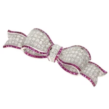 HARRY WINSTON  Ribbon Ruby Diamond Brooch K18 White Gold  Ladies [Used]