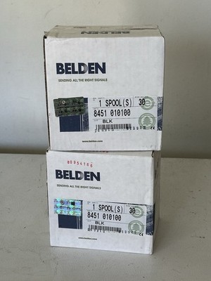 Belden (Lot of 2) 8451 010100 100  30M Spool Black 22/2 Mic/Line Cable Sealed