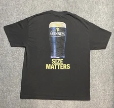 Vintage Guinness Beer T Shirt Mens XL Black Size Matters Funny Y2K 00s Draught