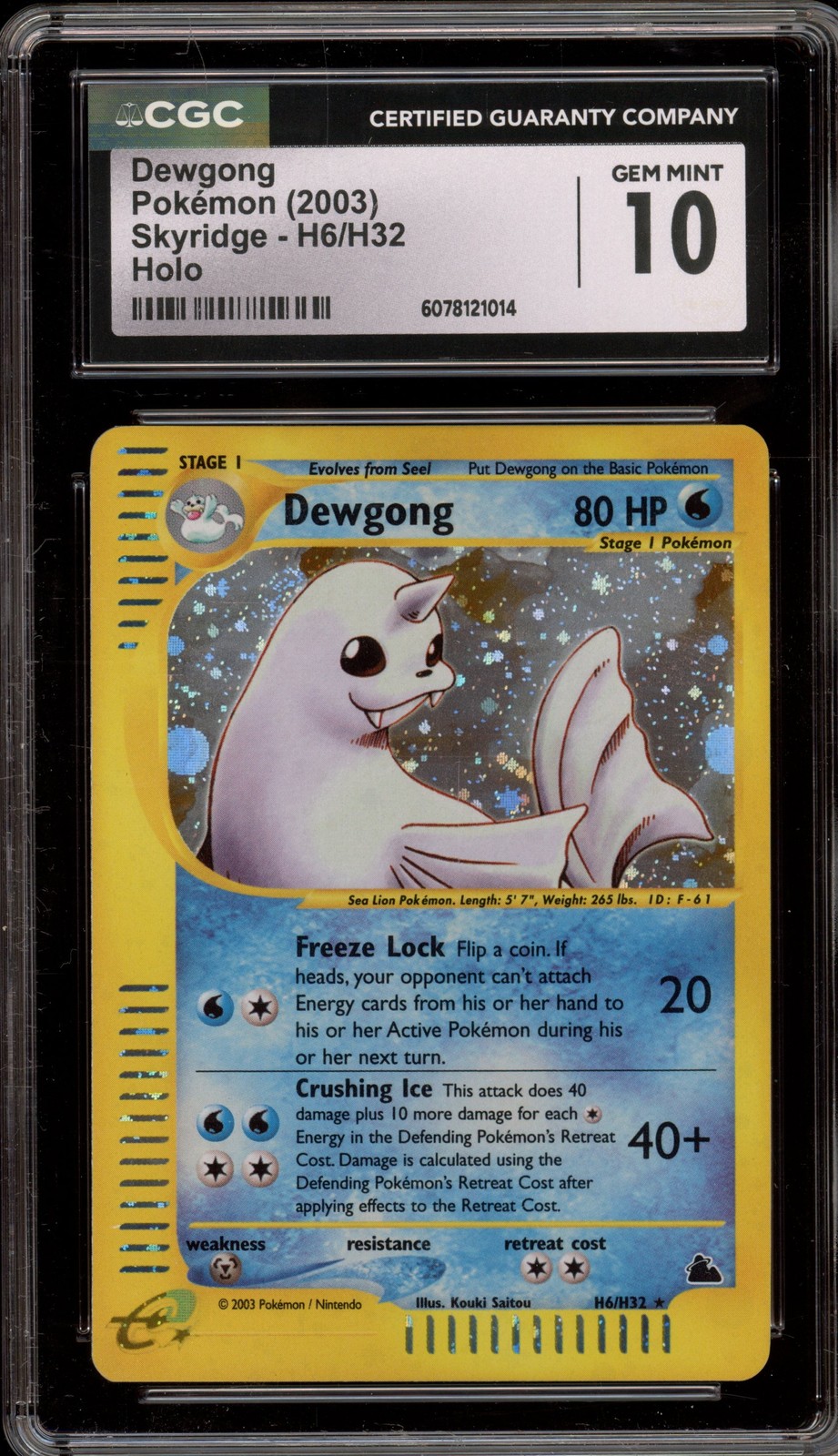 Pokemon Dewgong Skyridge Holo Rare #H6 CGC 10 Gem Mint